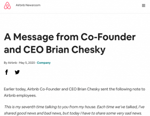 Airbnb「従業員の約25％を解雇」CEOが解雇に関して従業員に発したメッセージを和訳。新型コロナウイルスによる苦渋の決断。