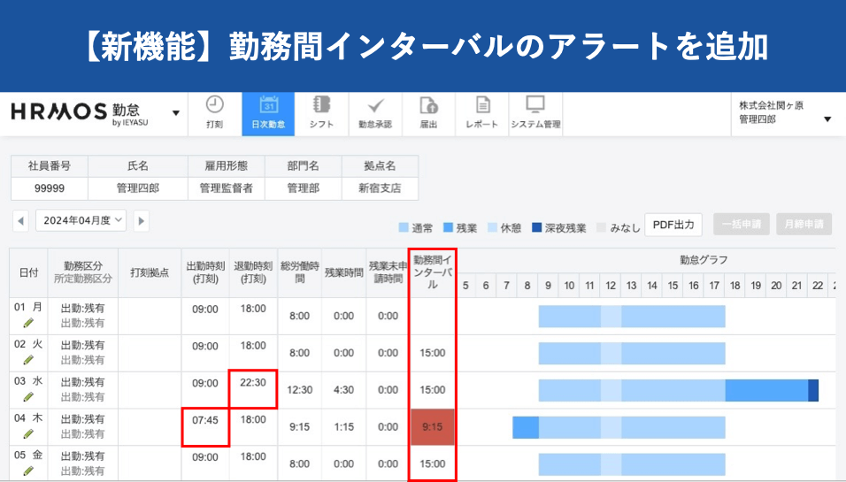 【新機能】勤務間インターバルのアラートを追加｜HRMOS勤怠 by IEYASU